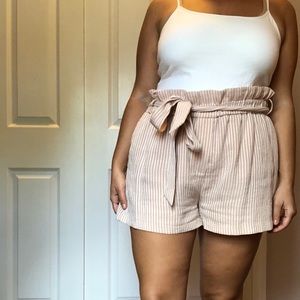 High Waisted Paper Bag Shorts